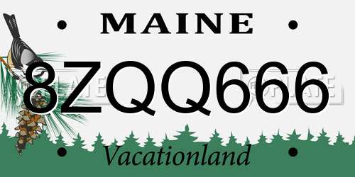 8ZQQ666 Maine License Plate