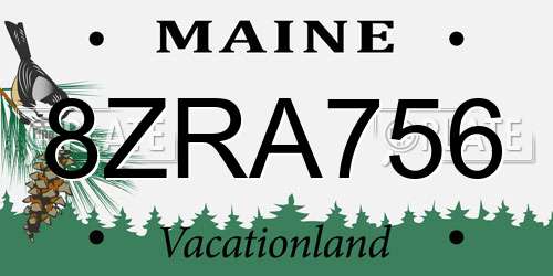 8ZRA756 Maine License Plate