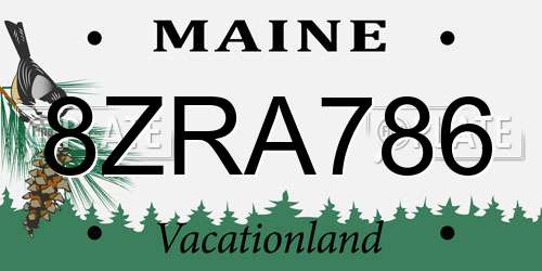 8ZRA786 Maine License Plate