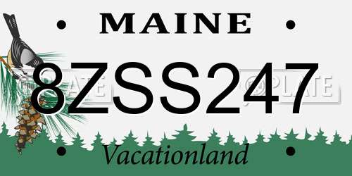 8ZSS247 Maine License Plate