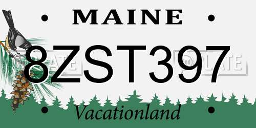 8ZST397 Maine License Plate