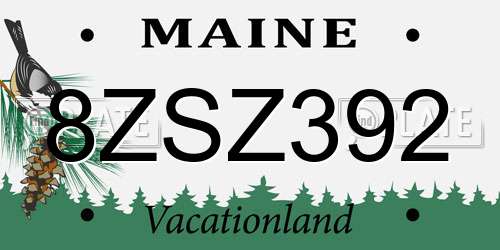 8ZSZ392 Maine License Plate