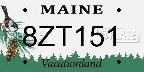 8ZT151 Maine License Plate