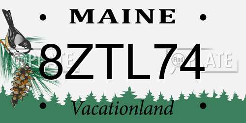 8ZTL74 Maine License Plate