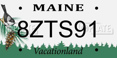 8ZTS91 Maine License Plate