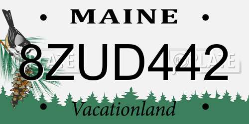8ZUD442 Maine License Plate
