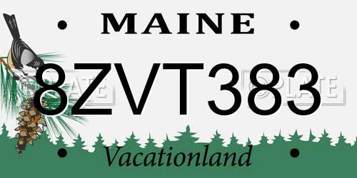 8ZVT383 Maine License Plate
