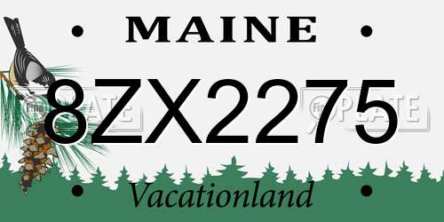 8ZX2275 Maine License Plate