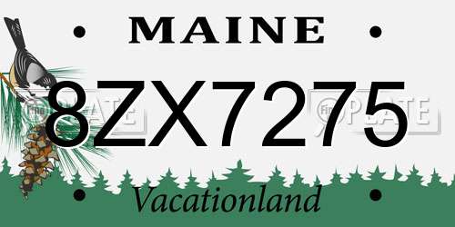 8ZX7275 Maine License Plate