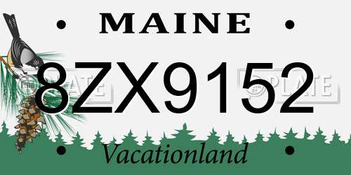 8ZX9152 Maine License Plate
