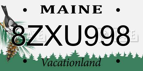 8ZXU998 Maine License Plate