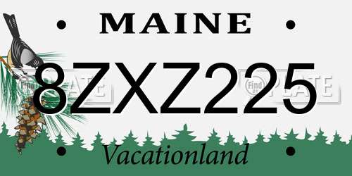 8ZXZ225 Maine License Plate