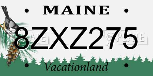 8ZXZ275 Maine License Plate