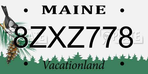 8ZXZ778 Maine License Plate