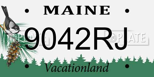 9042RJ Maine License Plate