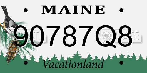 90787Q8 Maine License Plate