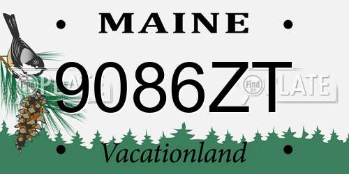 9086ZT Maine License Plate