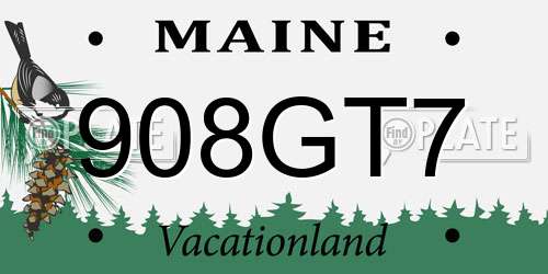 908GT7 Maine License Plate