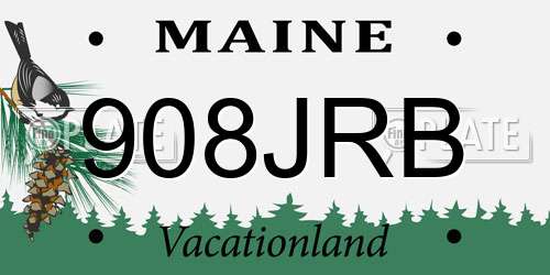 908JRB Maine License Plate