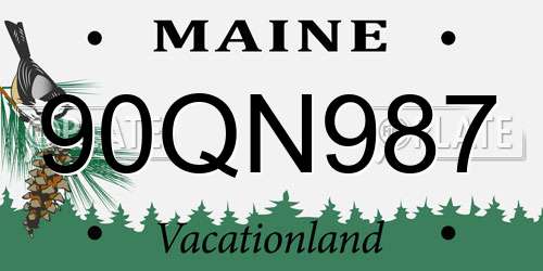 90QN987 Maine License Plate