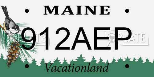 912AEP Maine License Plate