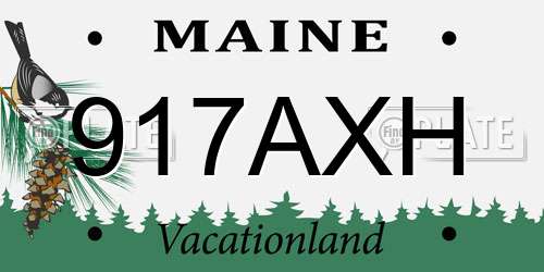 917AXH Maine License Plate