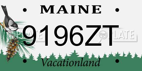 9196ZT Maine License Plate