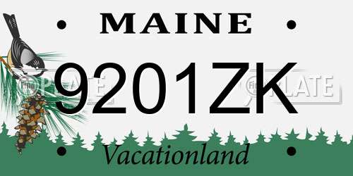 9201ZK Maine License Plate