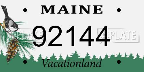 92144 Maine License Plate