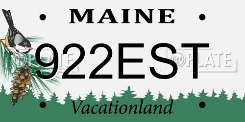 922EST Maine License Plate