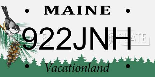 922JNH Maine License Plate
