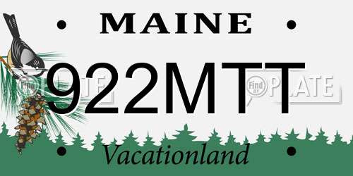 922MTT Maine License Plate
