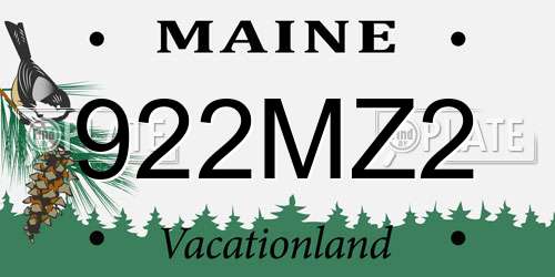 922MZ2 Maine License Plate
