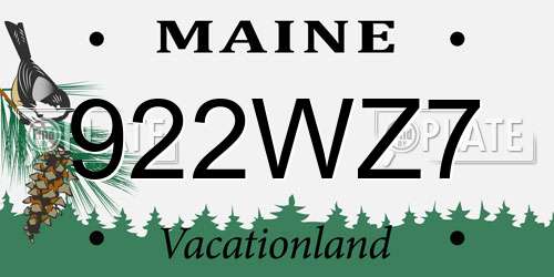 922WZ7 Maine License Plate