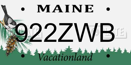 922ZWB Maine License Plate