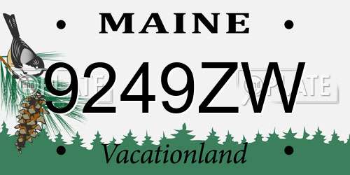 9249ZW Maine License Plate