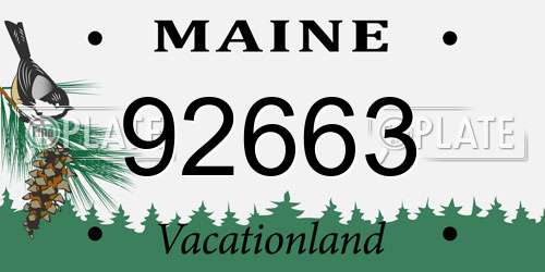 92663 Maine License Plate