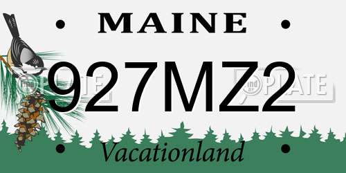 927MZ2 Maine License Plate