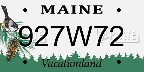 927W72 Maine License Plate