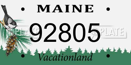 92805 Maine License Plate