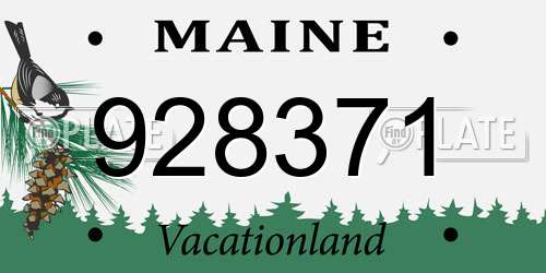 928371 Maine License Plate