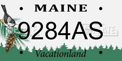 9284AS Maine License Plate