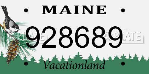 928689 Maine License Plate
