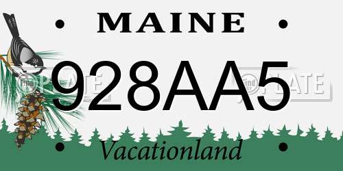 928AA5 Maine License Plate