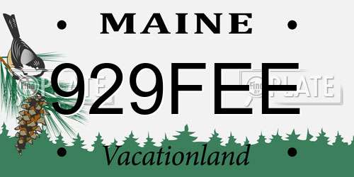 929FEE Maine License Plate