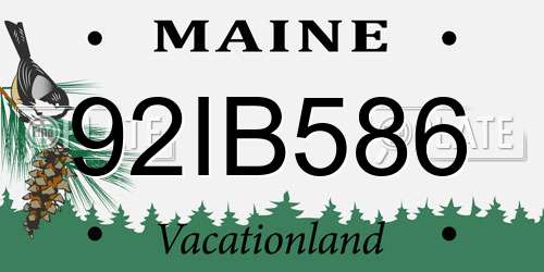 92IB586 Maine License Plate