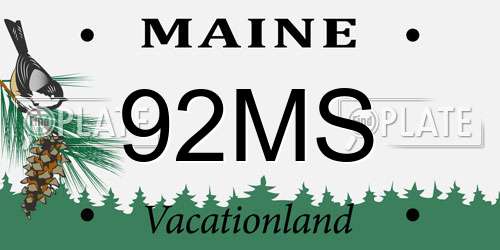 92MS Maine License Plate