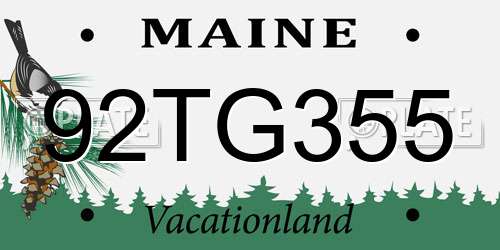 92TG355 Maine License Plate