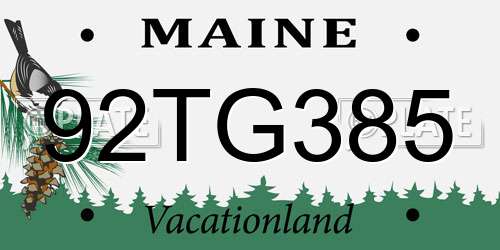 92TG385 Maine License Plate