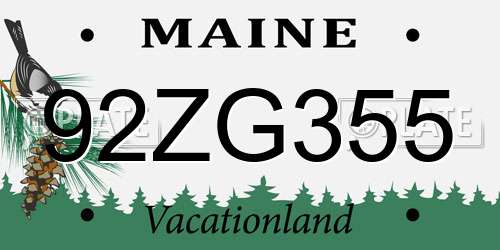 92ZG355 Maine License Plate